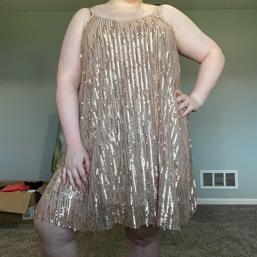 Plus Size Gold Sequin Dress